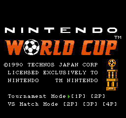Nintendo World Cup title screen for NES